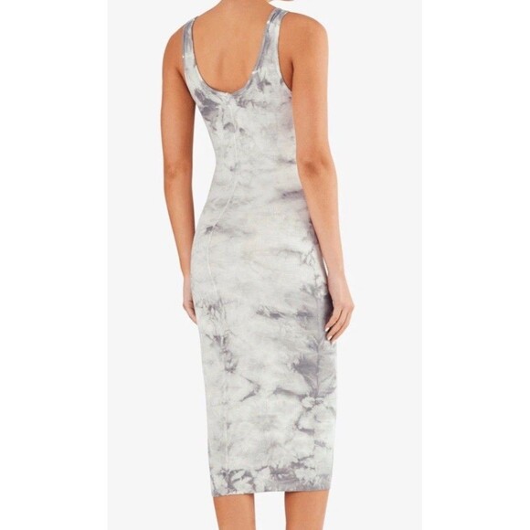 Enza Costa Silk Blend Ribbed Tank Midi Dress in Vapor Ionic Gray Sz L Tie Dye - Picture 2 of 14